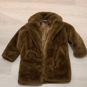 Apparis Brown Faux Fur Coat - Small
